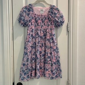 Us Angels Blush Pink Dress with Blue Floral Accents